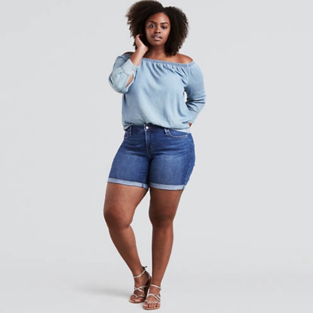 Lane Bryant Denim Mid-Rise Girlfriend Shorts